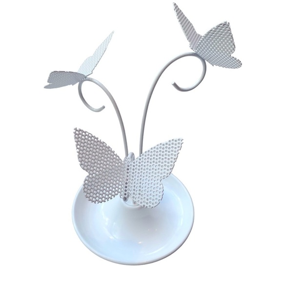 Umbra Meadow Butterfly Mini Jewelry Stand White Metal EUC - Picture 3 of 5